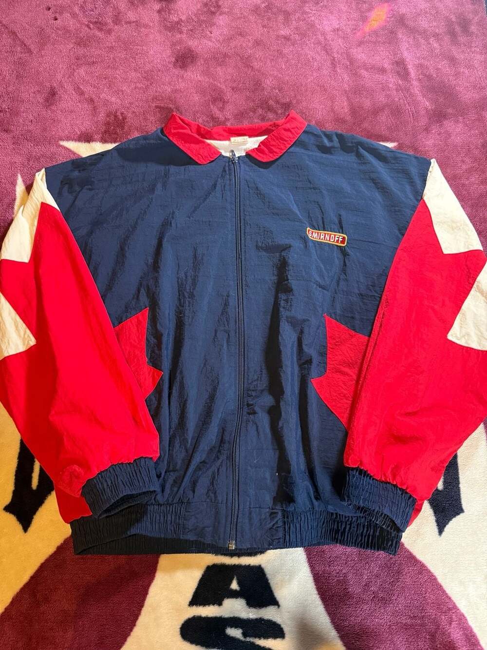 Smirnoff Vintage Windbreaker Jacket Blue Red White